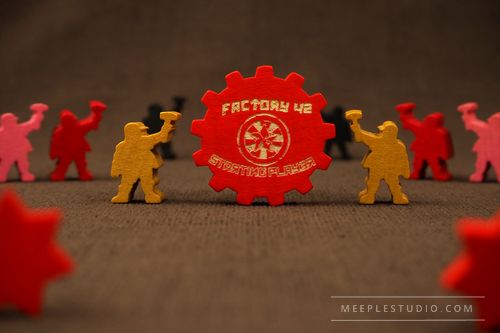 meeple small factory workers and engraved token